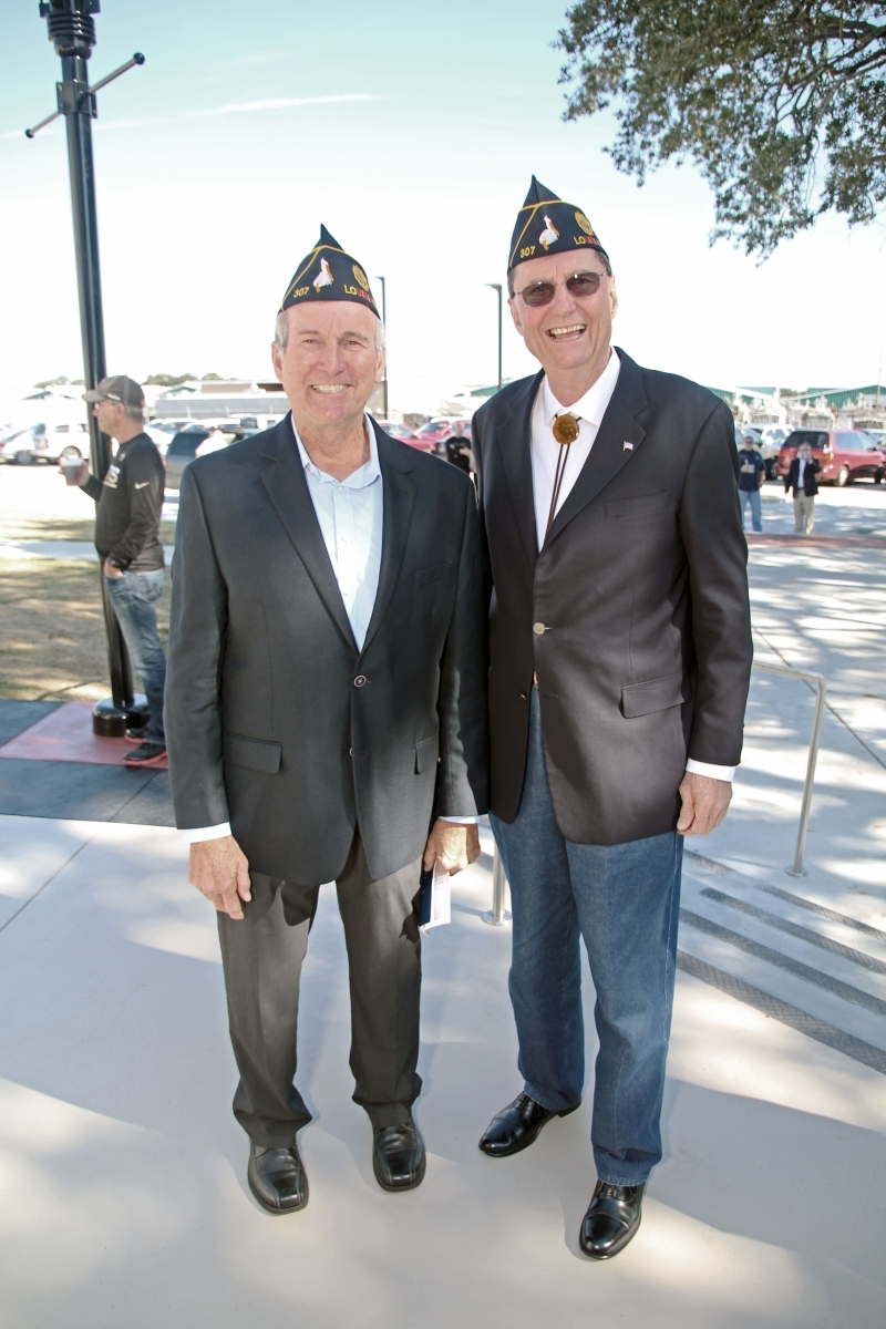 2018, 11-18. Flag raising ceremony at grand opening of the Deutsches Haus in New Orleans La. Post Commander Gary Fank and Eddie Ryan.