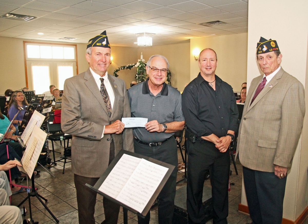 2019, 0424. Post 307 makes a donation to Post 377 Band so they can participate in the 2019 National Convention of the American Legion.