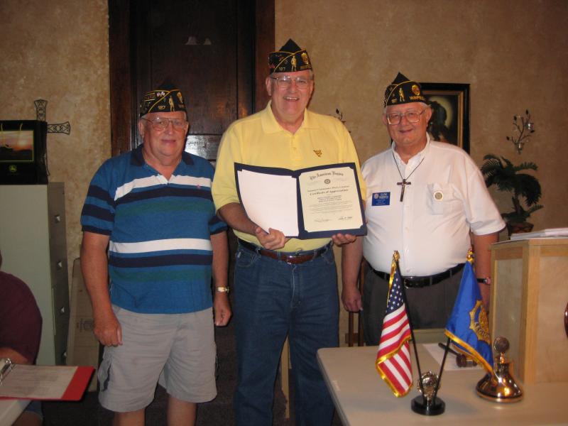 Certificant From American Legion National Comm -Marty Conaster
