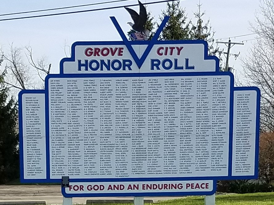 World War II Grove City Memorial Sign