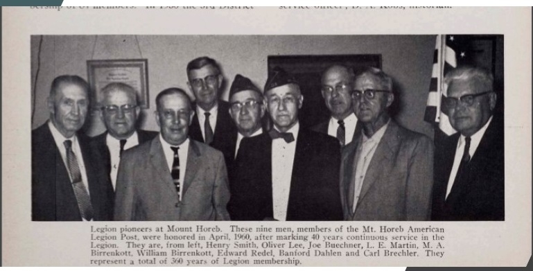 Mount Horeb American Legion 40 Year Members in 1960 