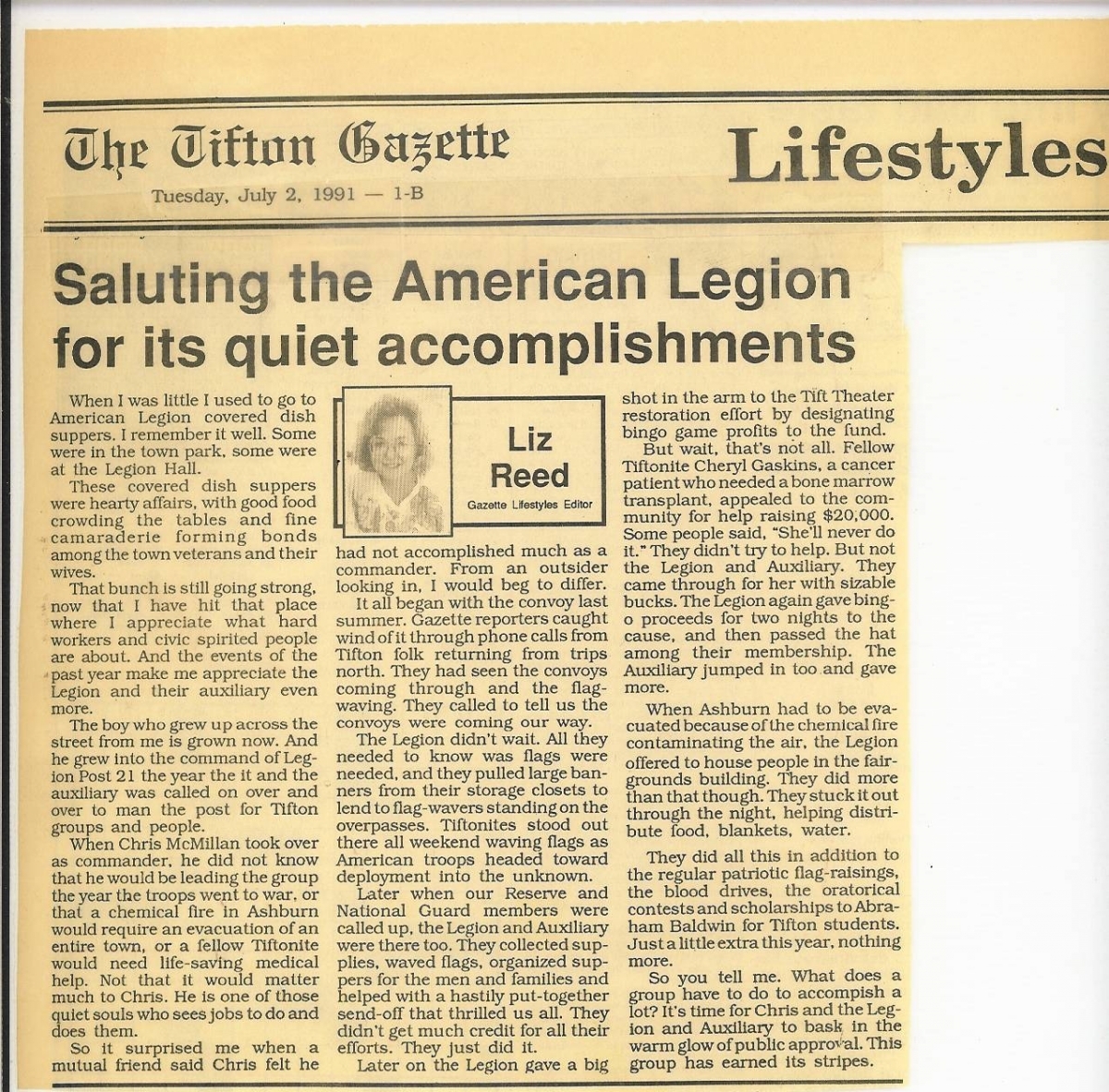 SALUTING THE AMERICAN LEGION NEWSPAPER CLIPPING