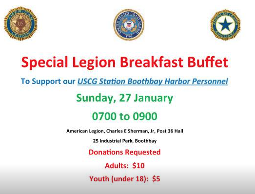 LegionBrreakfast Buffet to Support USCG Boothbay Harbor Personnel