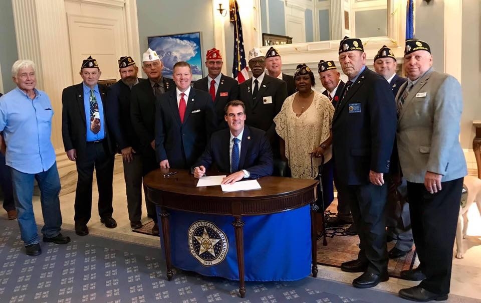 Governor Stitt Ceremonial Bill Signing HB 1003 American Legion Sales Tax Exemption