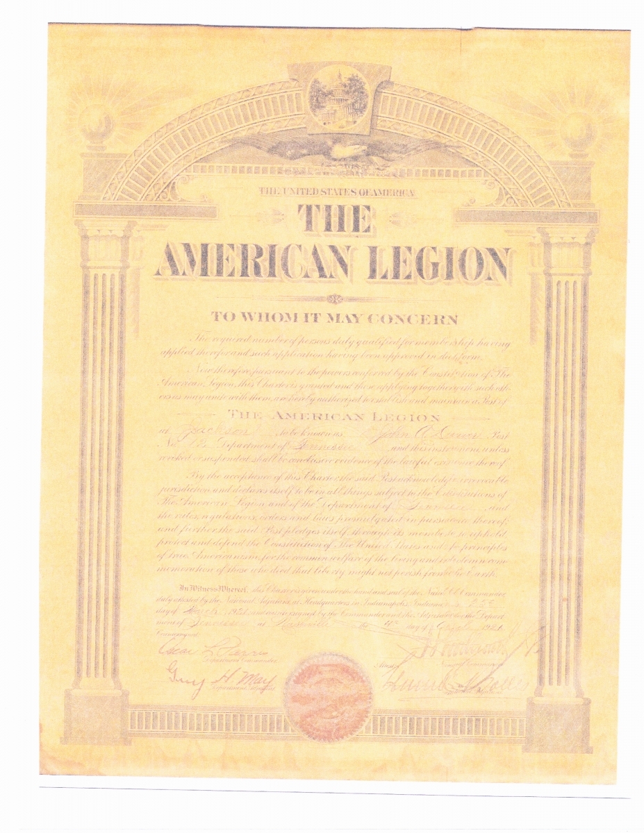 Charter The American Legion Centennial Celebration