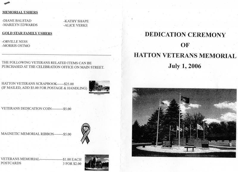 Hatton memorial dedication ceremony