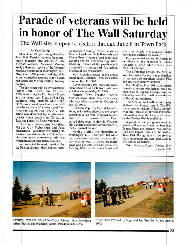 1992 Visit of Vietnam Veterans Memorial Moving Wall