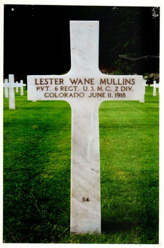 WWI Grave of Private Lester W. Mullins, USMC