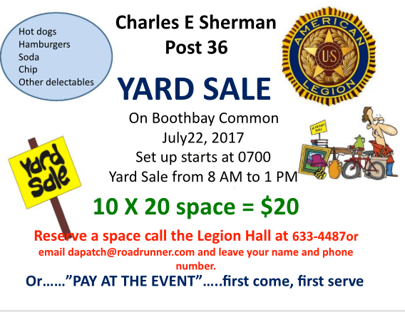 Charles E Sherman Post 36 Yard Sale