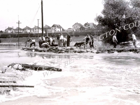 Flooding Along Milwaukee River in West Bend, Wisconsin 