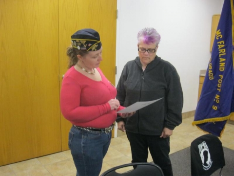 Gold Star Patch presentation to Vicki Bosley