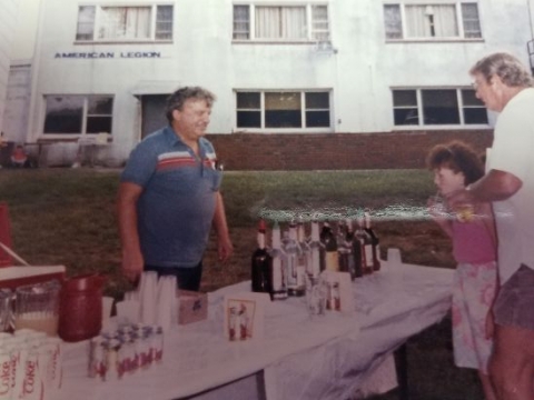 Past Commander Bill Hughes in the rear of the Post ...1980's