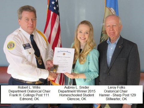 Audrey Snider selected as the 2015 Oratorical Champion