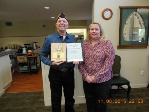 Post Award Presented to Marion Estates
