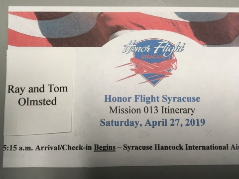 Ray Olmsted Syracuse Honor Flight #13