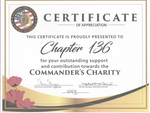 Commander's Charity Certificate