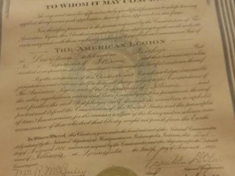 Copy of Charter Certificate and photos of our Memorial Halls