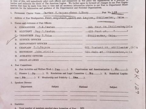 Post 129 Application for Permanent Charter