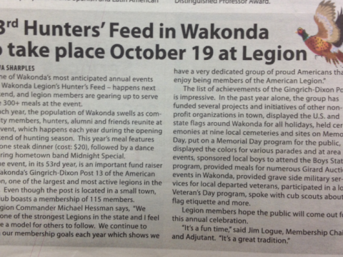 2013 Marks the 53rd Annual Hunters Feed