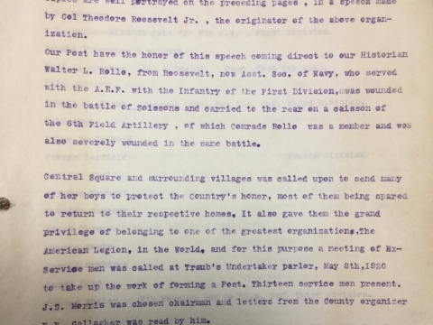First Post 915 monthly minutes from 1920 and 1921