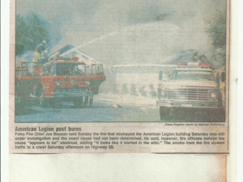 FIRE DESTROYS LEGION POST 99