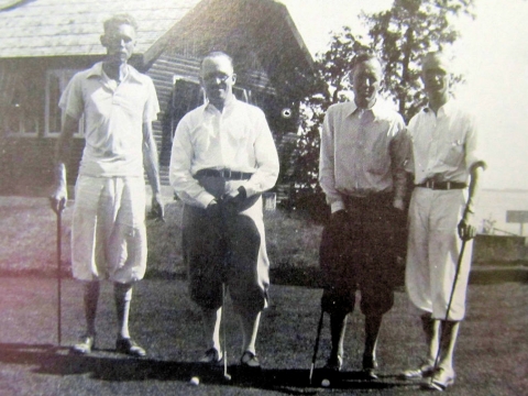 from left, J. Harold Beytien, Dr. W.G. Sahr, Iver Iverson and Spencer Stearns.  