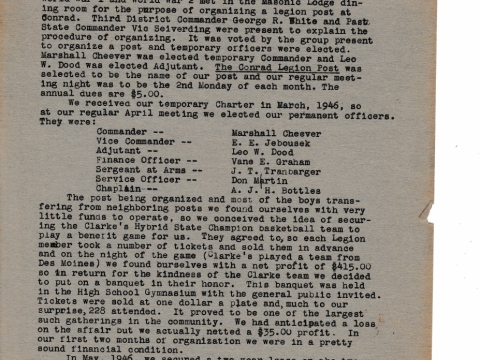 Meeting Notes from the first Post 681 meeting 26 Feb 1946.