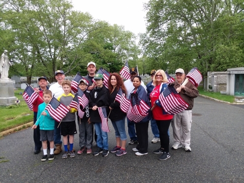 Placing American Flags on Veterans' Graves 