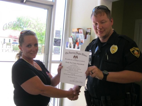 Certificates of Appreciation Given to Local Law Enforcement