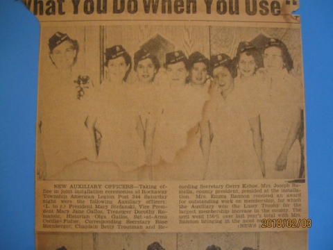 AUXILIARY OFFICERS INSTALLED (August 25, 1958