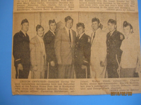 INSTALLATION OF LEGION OFICERS (August 25, 1958)