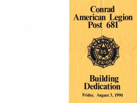 Legion Hall dedication program.  Oct 3, 1990