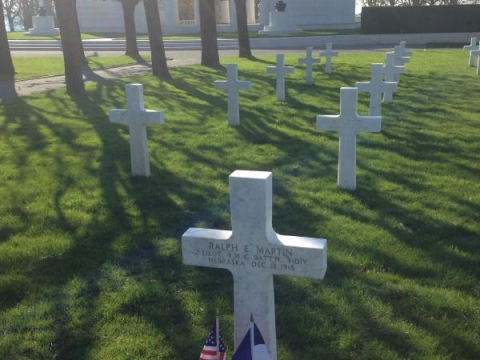Grave Marker of Lt. Ralph Martin at St. Mihel American Cemetery, France
