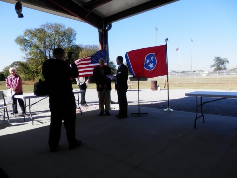 Honoring WWII veteran and Flag retirement ceremony