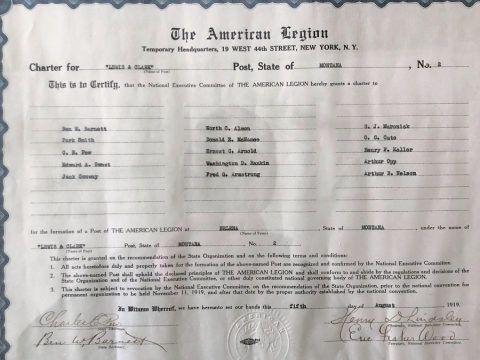 Lewis and Clark Post 2 Preliminary and Full Charters