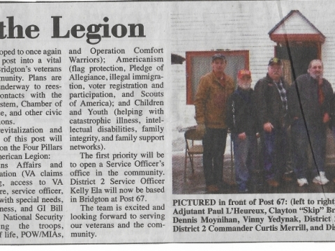 Newspaper articles/photos of Post 67 