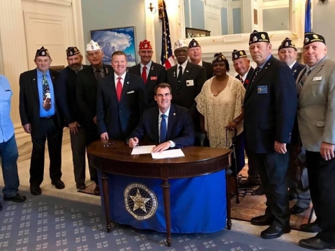 Governor Stitt Ceremonial Bill Signing HB 1003 American Legion Sales Tax Exemption