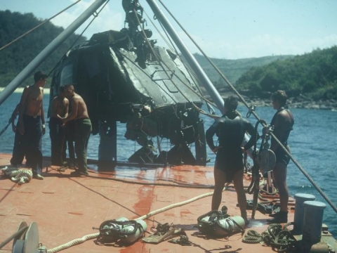 Recovering UH1 Huey that went down in Danang Harbor 