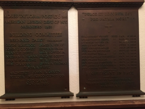 Dedication Plaque and WWI Plaque of War Dead