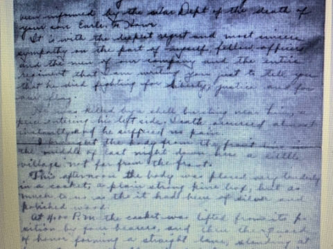 Letter from 2nd Lt. Macauley to Earle's Parents Upon His Dealth