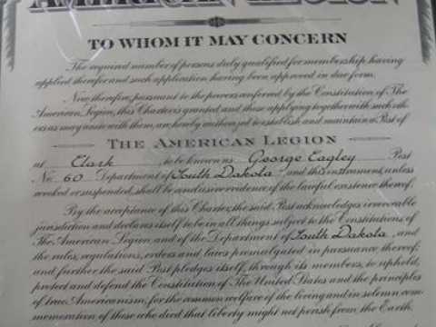 The First Charter of Cagley Post #60