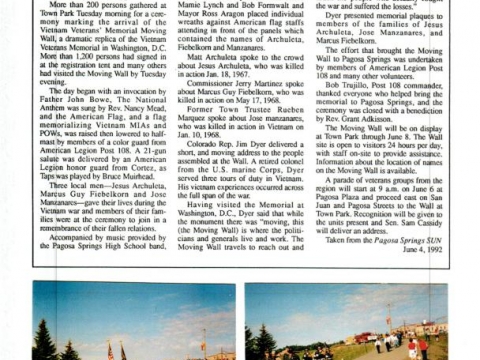 1992 Visit of Vietnam Veterans Memorial Moving Wall