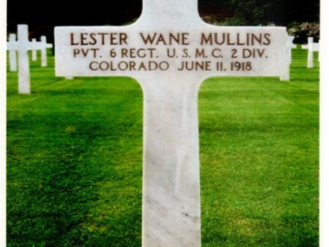 WWI Grave of Private Lester W. Mullins, USMC